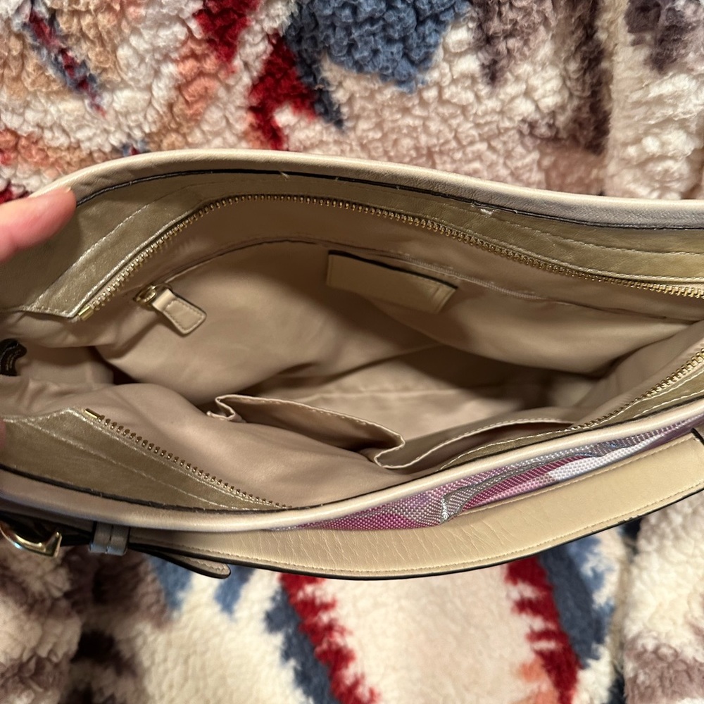 Coach Purse Colette Pink Tan Signature Beige